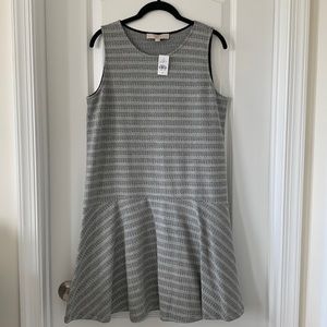 NWT LOFT Black/White Cotton Blend Sleeveless Flippy Dress Size Medium